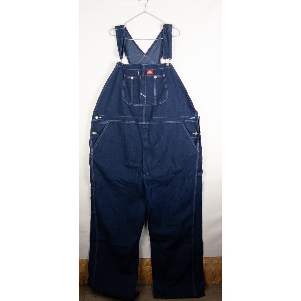 Dickies Indigo Bib Overall Mens 46x32 Denim Carpenter Work Overalls NWT